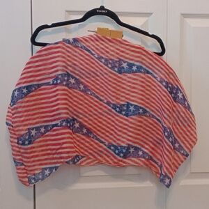 Spangled Red and Blue Striped Hoop Scarf with Stars